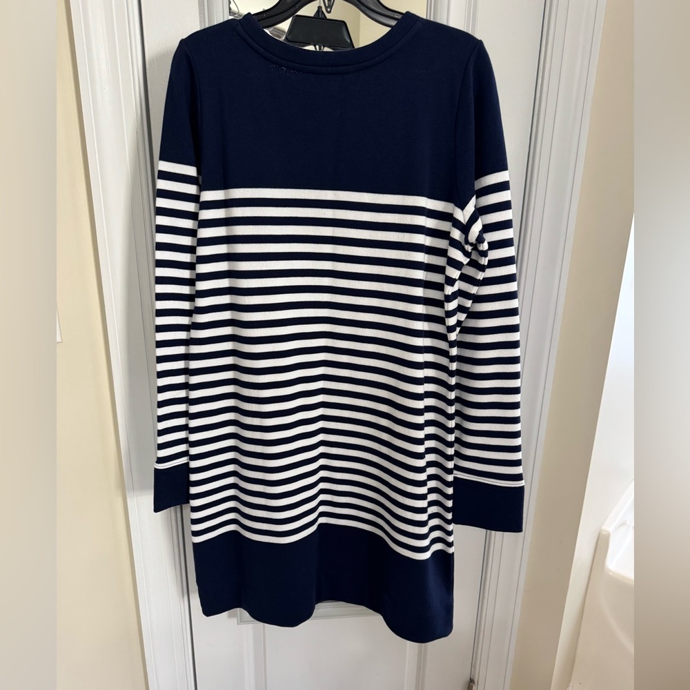 Lilly Pulitzer Kenley Long Sleeve Dress in Navy and White Stripes - Picture 3 of 4